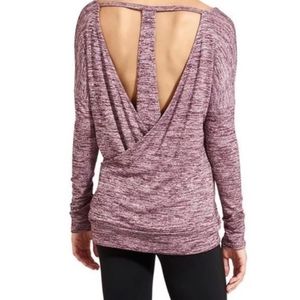 Athleta Pose Layered Heathered Maroon LS Top Med